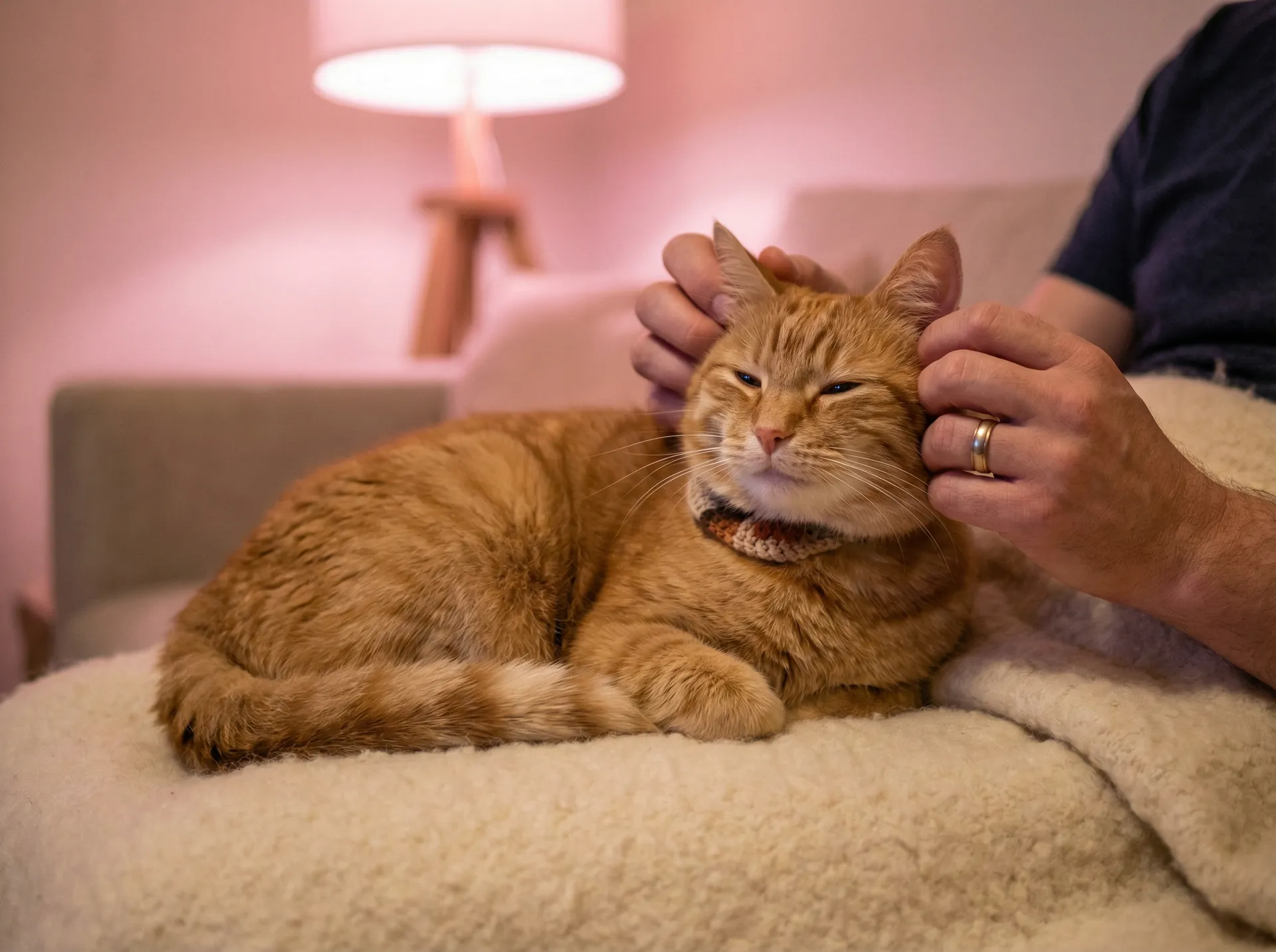 猫咪被温柔抚摸的幸福时刻 - 梦幻西游彩虹